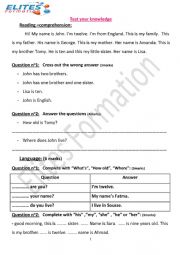 English Worksheet: past