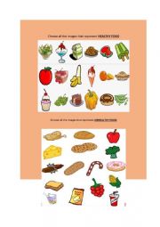 English Worksheet: Healthy and unhealthy food