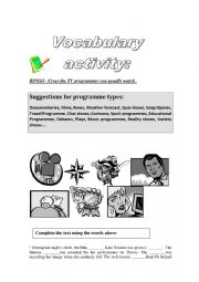 English Worksheet: TYPES OF TV PROGRAMMES 