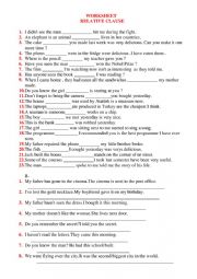 English Worksheet: Relative clause
