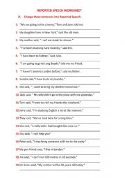 English Worksheet: Reported Speech