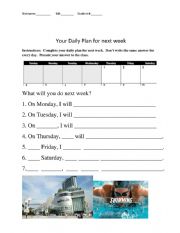 English Worksheet: Interview for daily plan