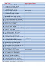 English Worksheet: Reported Speech exercises (from direct to indirect)
