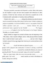 English Worksheet: Cricket