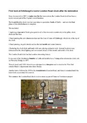 English Worksheet: Restoration of Edinburghï¿½s London Road clock