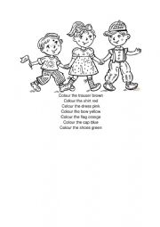 English Worksheet: Colour the clothes