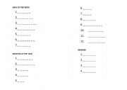 English Worksheet: Days, Months, Seasons