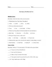 English Worksheet: Hair Spray the Musical Questions