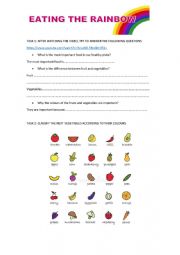 English Worksheet: EATING THE RAINBOW
