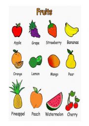 English Worksheet: the fruits