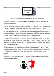 English Worksheet: Television 
