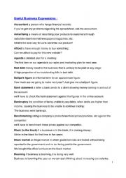 English Worksheet: Useful Business Expressions 