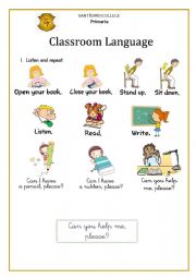 English Worksheet: Classroom language