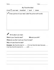 English Worksheet: My Favorite Meal