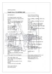 English Worksheet: LISTENING EARTHQUAKE