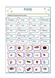 English Worksheet: Food Match Game