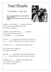 English Worksheet: Yesterday