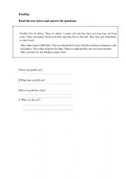 English Worksheet: Reading about animals