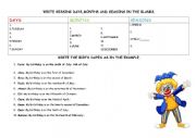 English Worksheet: IN,ON AND AT FOR TIME