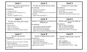 English Worksheet: Cards for speaking 