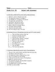 English Worksheet: Subject verb agreement 