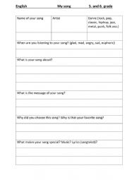 English Worksheet: My favorite song