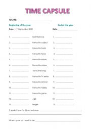 English Worksheet: time capsule