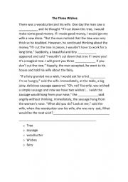 English Worksheet: THREE WISHES STORY