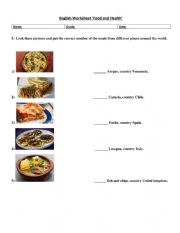 English Worksheet: Food and Health