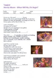 English Worksheet: When Will My Life Begin (from Tangled)
