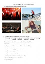 English Worksheet: Can you imagine the world without music