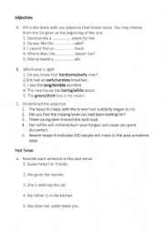 English Worksheet: Adjective and Past Exercise