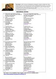 English Worksheet: Phenomenal Woman WS - Maya ANGELOU