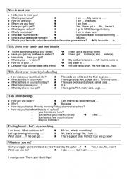 English Worksheet: Preparing for the first Dialogues
