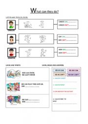 English Worksheet: can can�t