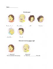 English Worksheet: Family members worksheet young-younger old-older