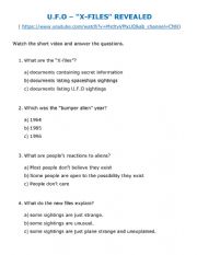 English Worksheet: Listening task - u.f.o