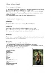 English Worksheet: Of mice and men, analytic paper