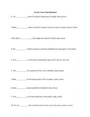 Present Tense Verb Worksheet