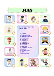 English Worksheet: JOBS MATCH