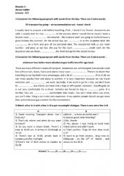 English Worksheet: transport and accommodation