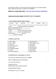English Worksheet: Song I dont want to miss a thing