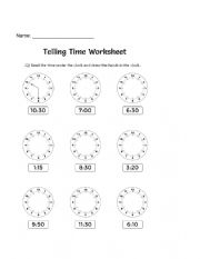 English Worksheet: Telling the time