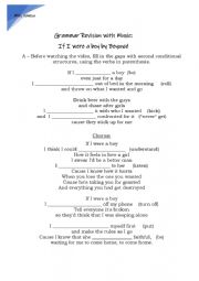 English Worksheet: Grammar with music-second conditional