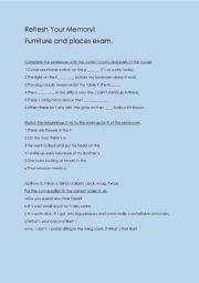 English Worksheet: Furniture and places - check yourself!