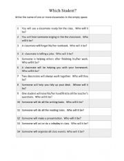 English Worksheet: Which Student