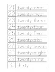 Trace Numbers from 21 to 30