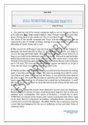 English Worksheet:  3rd form comprehensive test N3