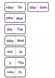 English Worksheet: days of the week
