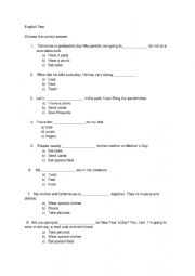 English Worksheet: English test for 5th grade
